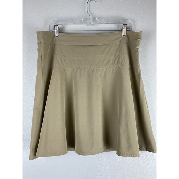 Athleta Pants - EUC Athleta Sz 14 Tan Flare Skort Side Zipper Drawstring Back Zipper Pocket Top